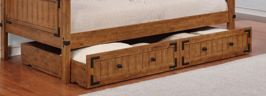 (image for) Oakdale Wood Storage Trundle Rustic Honey