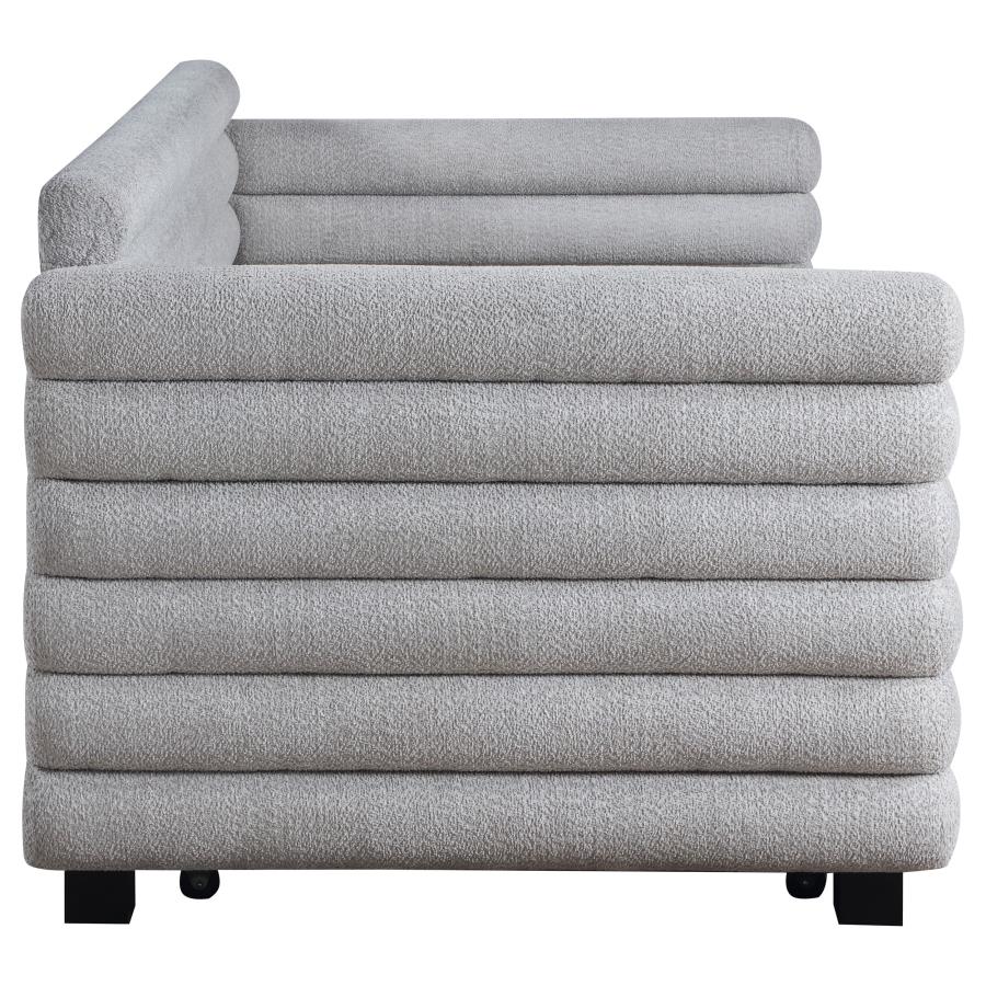 (image for) Patricia Boucle Upholstered Twin Day Bed with Trundle Grey 