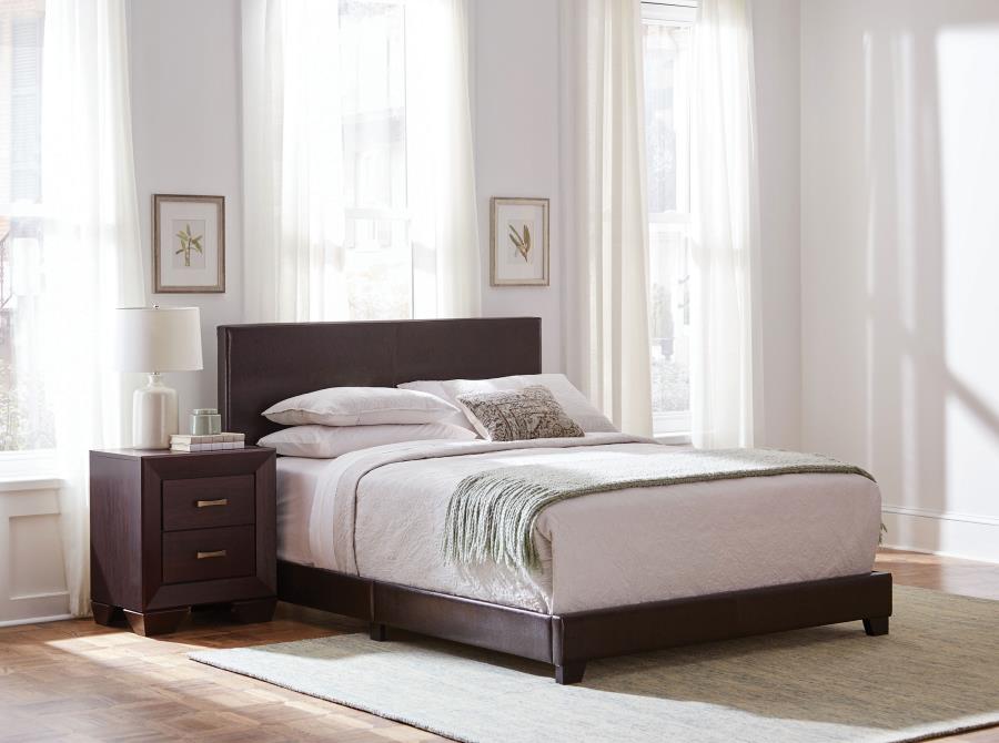 (image for) Dorian Upholstered California King Panel Bed Brown