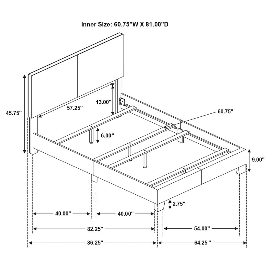 (image for) Dorian Upholstered Queen Panel Bed Grey