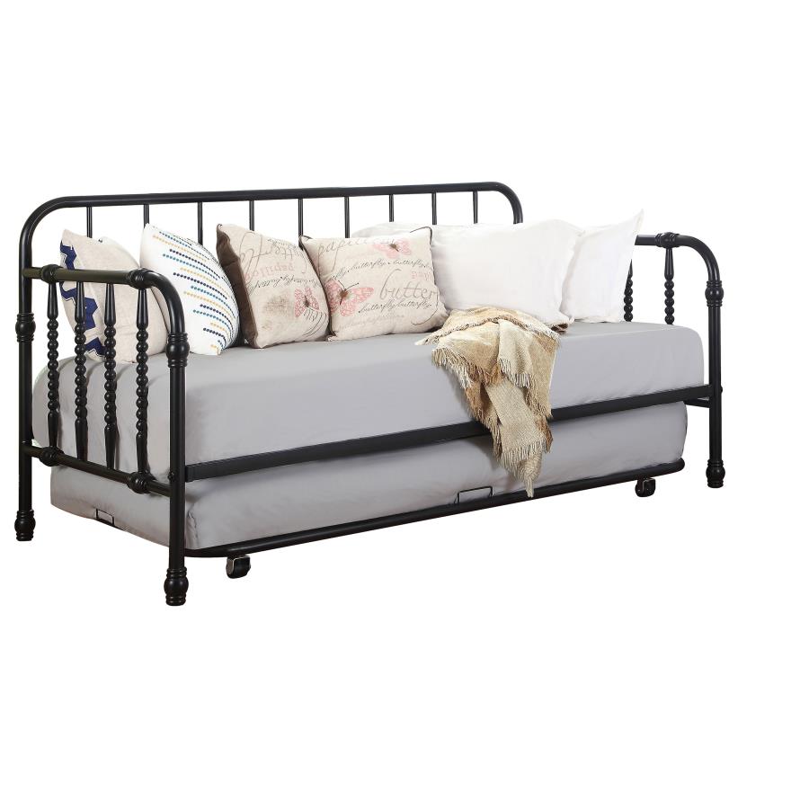 (image for) Marina Metal Twin Daybed with Trundle Black