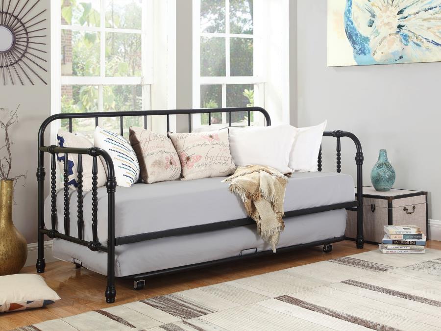 (image for) Marina Metal Twin Daybed with Trundle Black