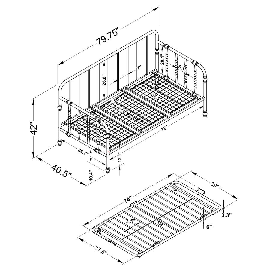 (image for) Marina Metal Twin Daybed with Trundle Black