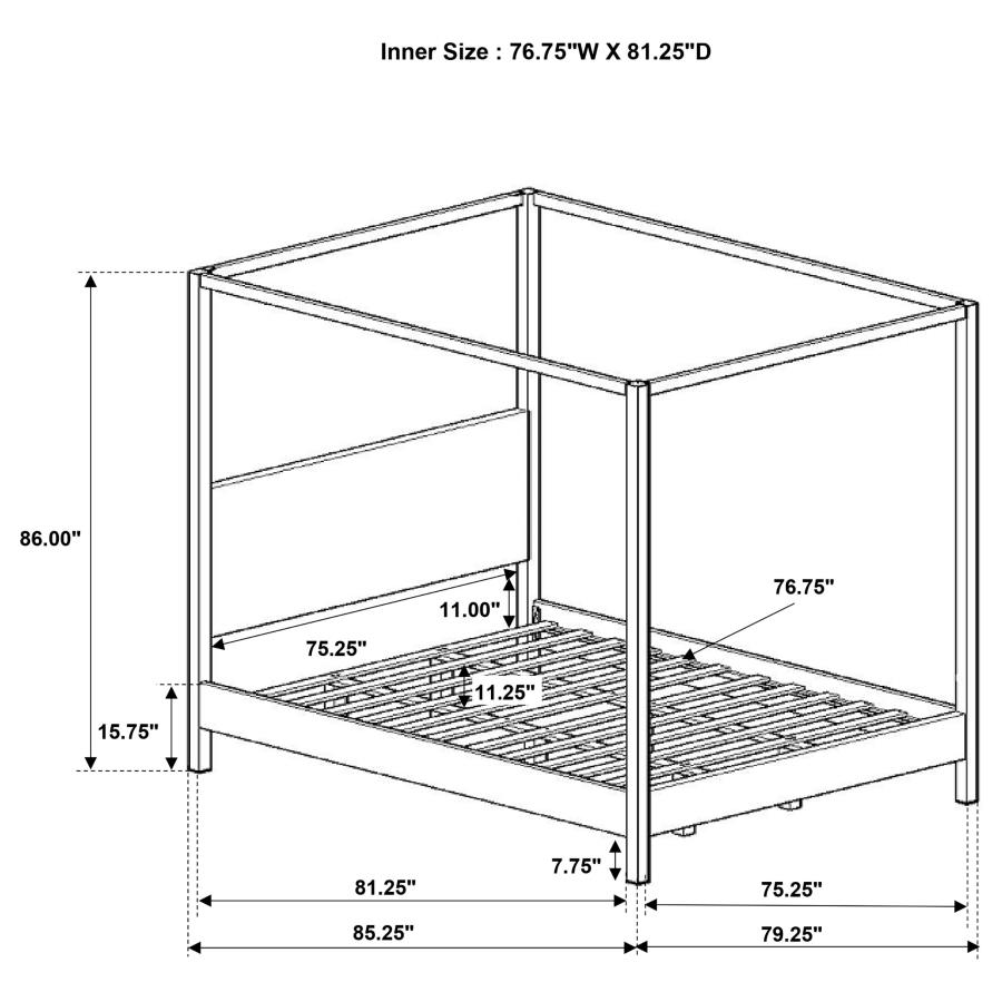 (image for) Monroe Upholstered Eastern King Canopy Bed Vanilla