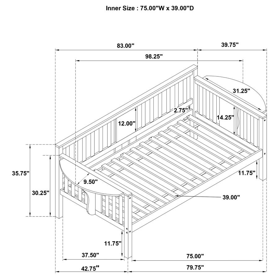 (image for) Bethany Wood Twin Daybed with Drop-down Tables White