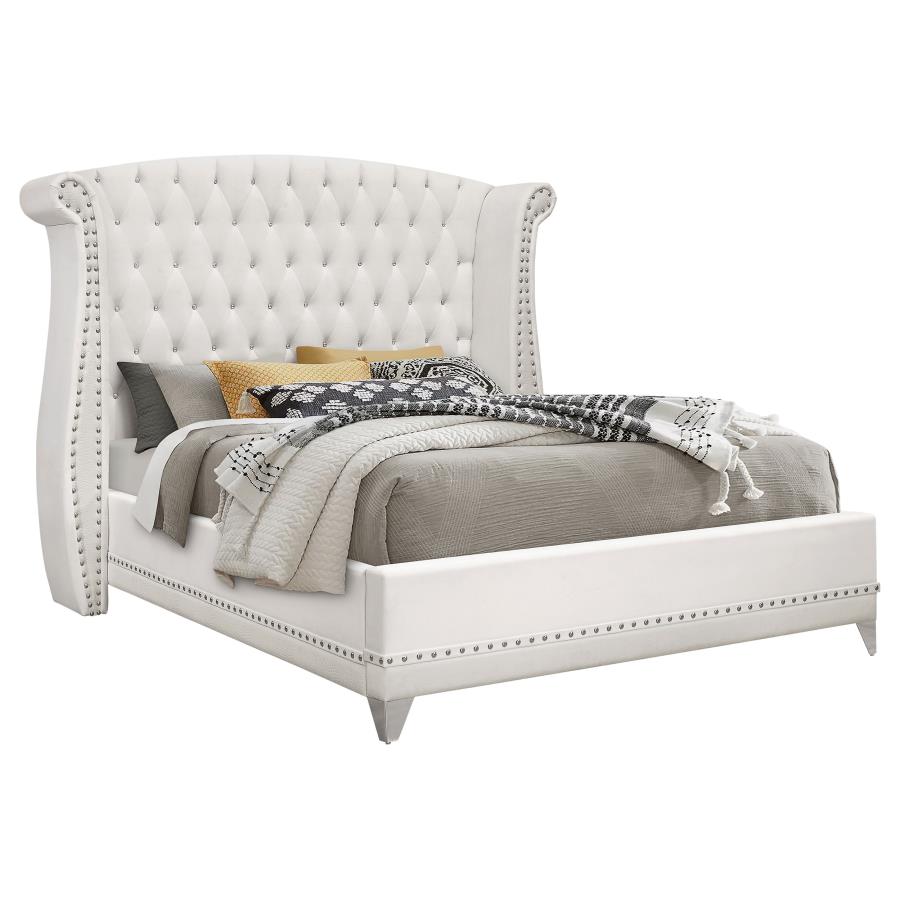 (image for) Barzini Upholstered Eastern King Wingback Bed White