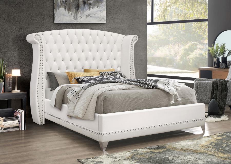 (image for) Barzini Upholstered Eastern King Wingback Bed White