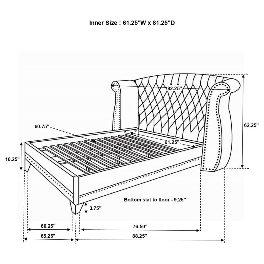 (image for) Barzini Upholstered Queen Wingback Bed White