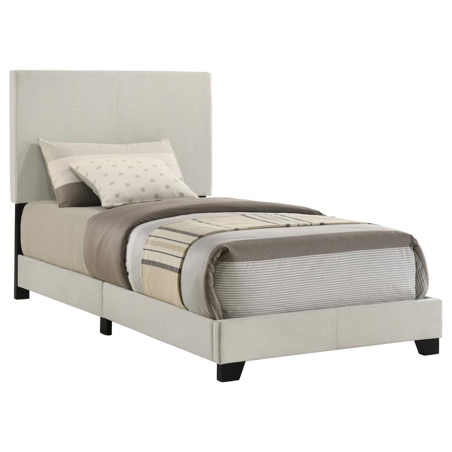 (image for) Dorian Fabric Upholstered Twin Panel Bed Cream