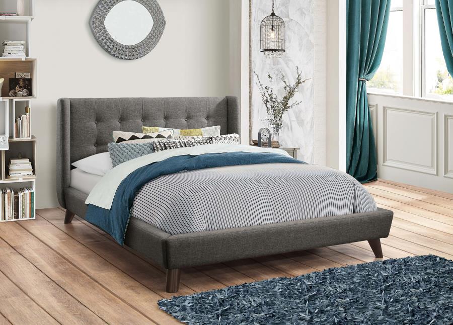 (image for) Carrington Upholstered California King Wingback Bed Grey