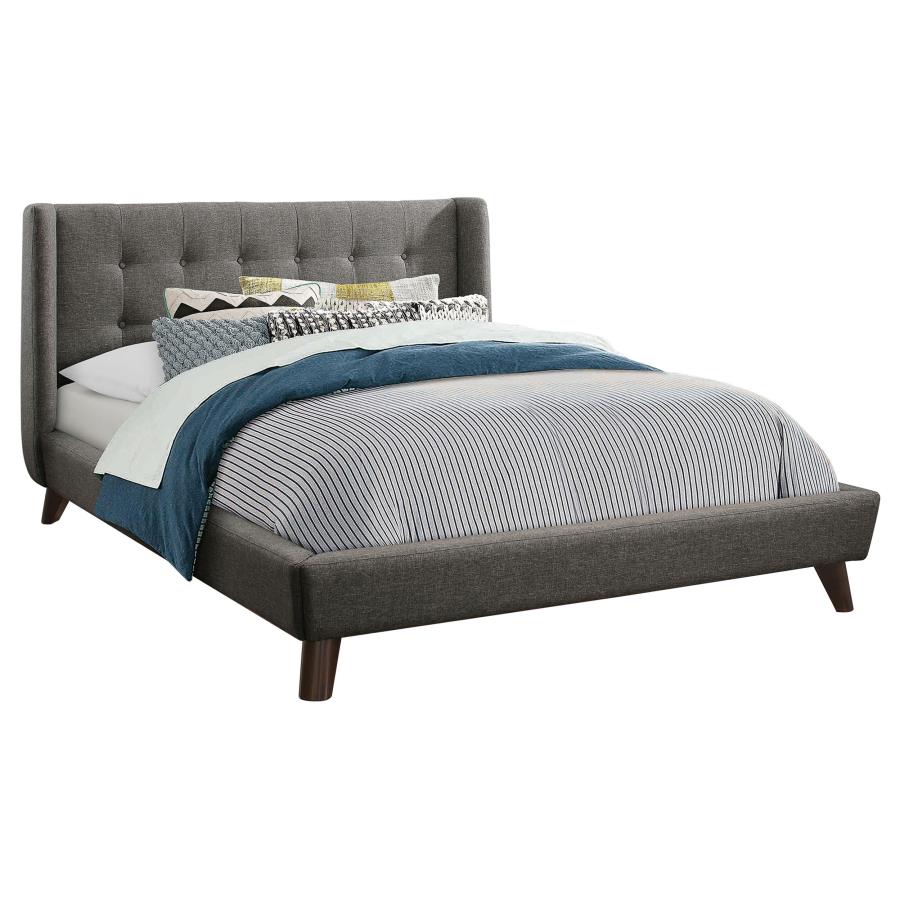 (image for) Carrington Upholstered Queen Wingback Bed Grey - Click Image to Close