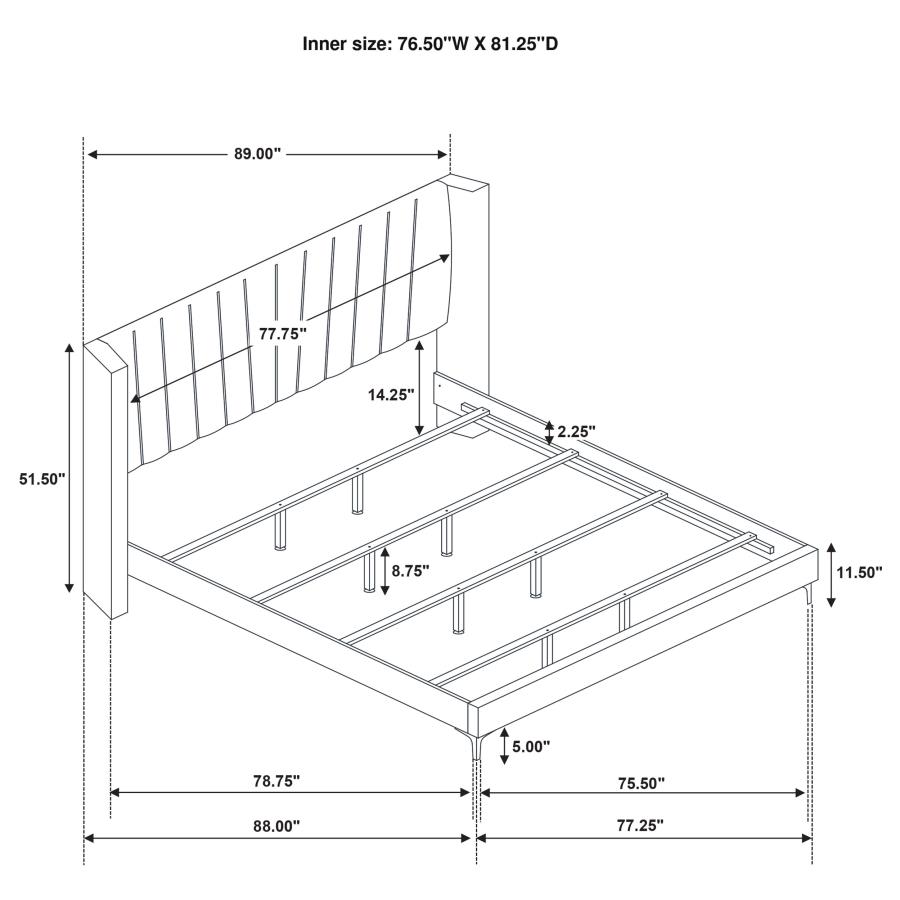 (image for) Kendall Upholstered Eastern King Panel Bed Black