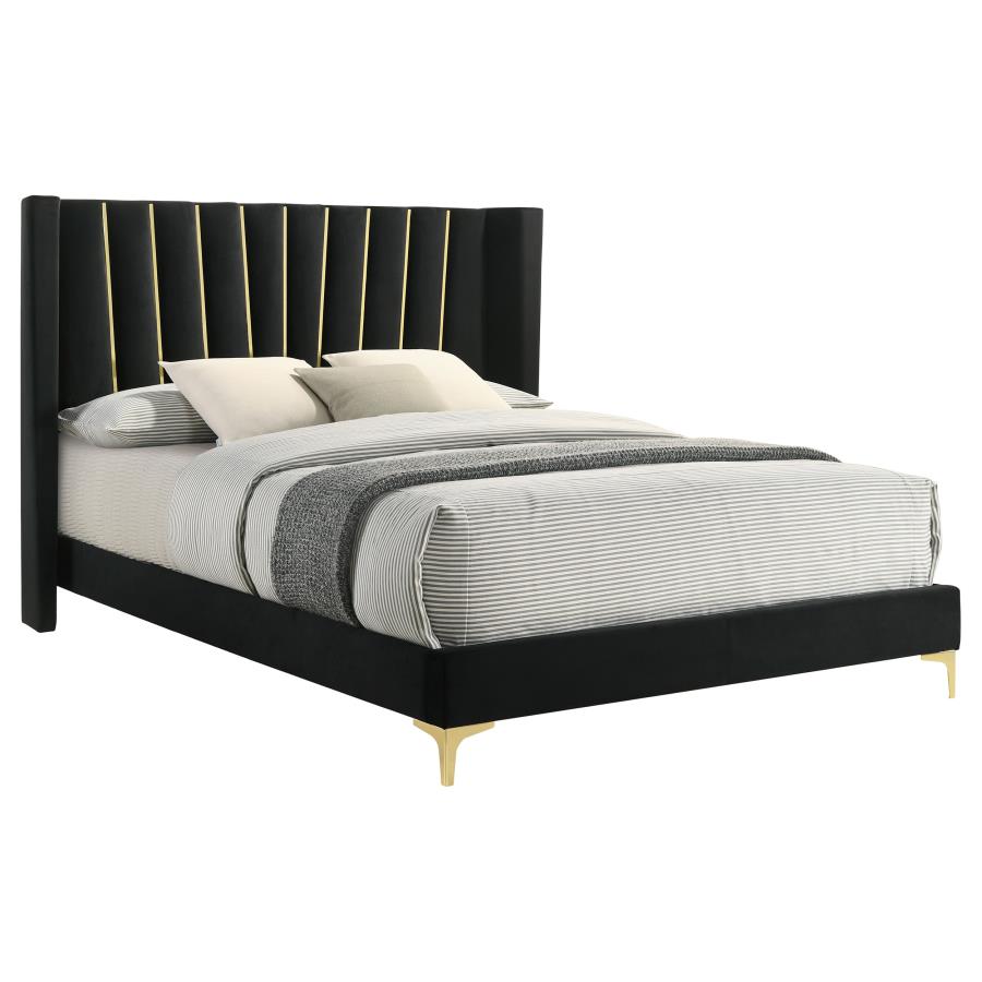 (image for) Kendall Upholstered Queen Panel Bed Black