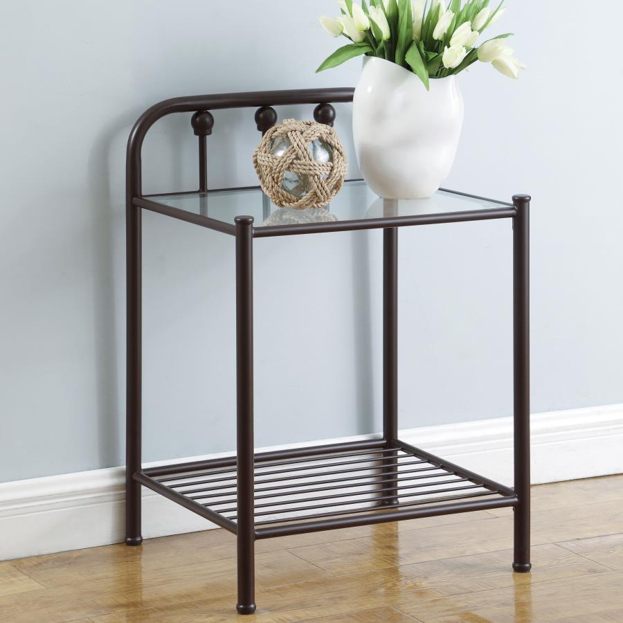 (image for) Livingston Metal 1-shelf Nightstand Dark Bronze