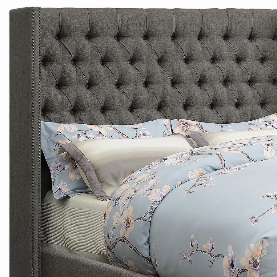 (image for) Bancroft Upholstered Eastern King Wingback Bed Grey