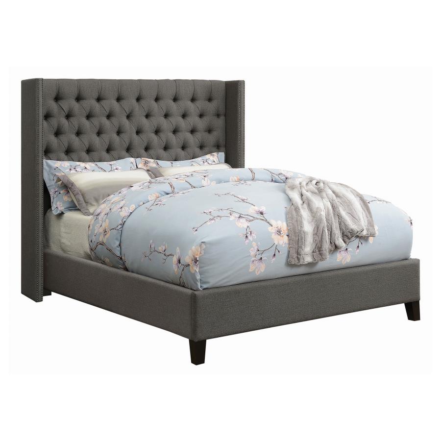 (image for) Bancroft Upholstered California King Wingback Bed Grey