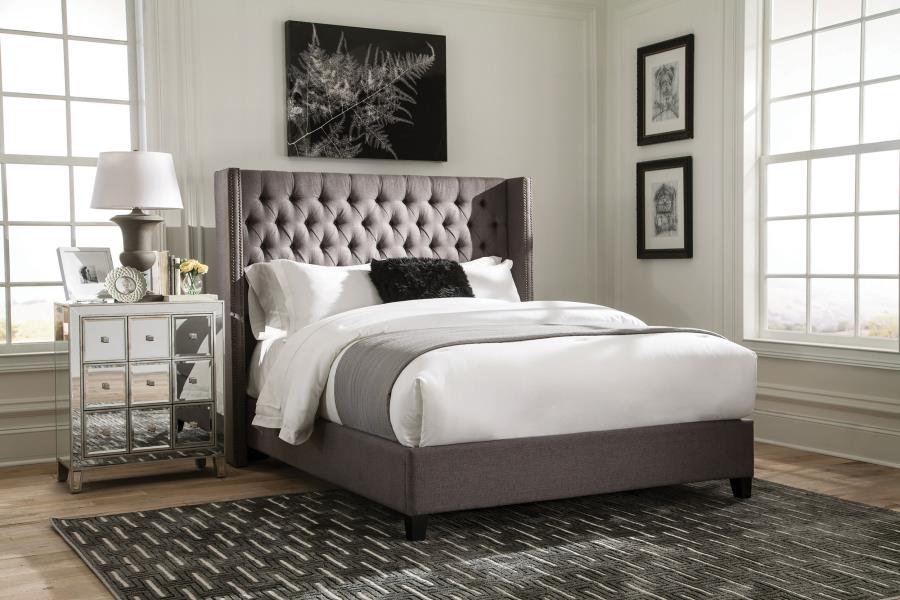 (image for) Bancroft Upholstered California King Wingback Bed Grey