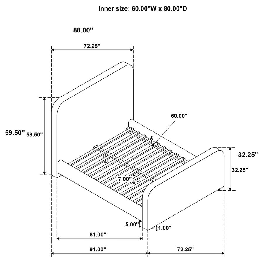 (image for) Wren Upholstered Queen Panel Bed Grey