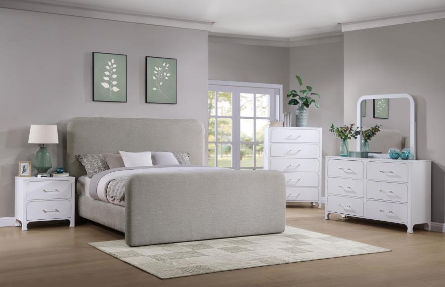 (image for) Wren Upholstered Queen Panel Bed Grey