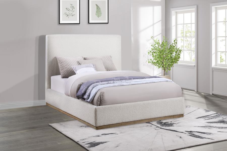 (image for) Knox Upholstered Queen Panel Bed Cream