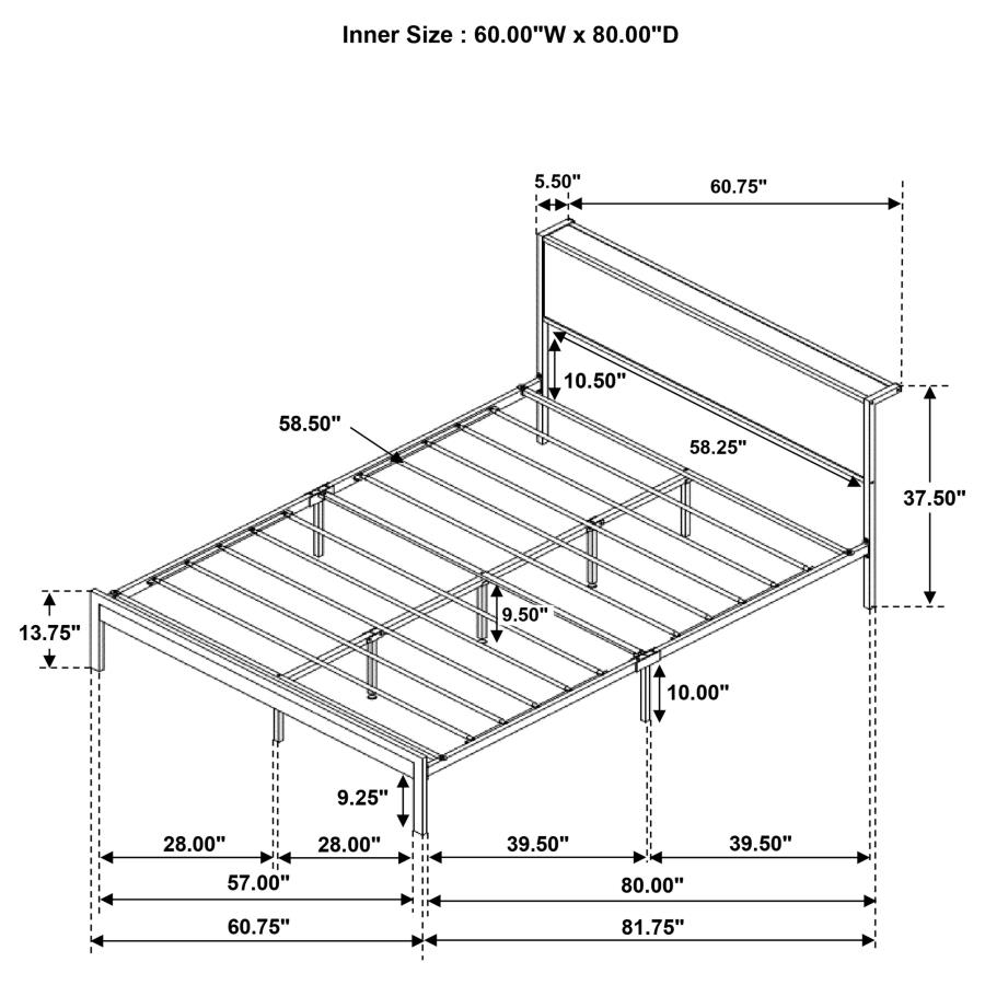 (image for) Ricky Metal Queen Panel Bed Light Oak