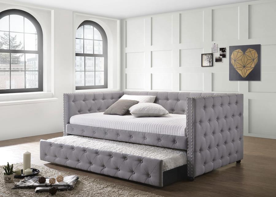 (image for) Mockern Upholstered Twin Daybed with Trundle Grey