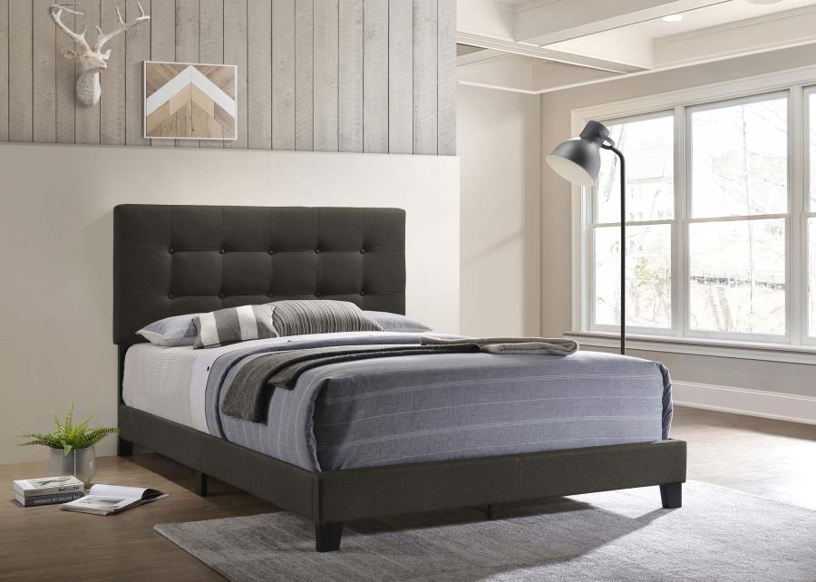 (image for) Mapes Upholstered Eastern King Panel Bed Charcoal