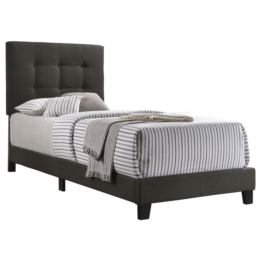 (image for) Mapes Upholstered Twin Panel Bed Charcoal