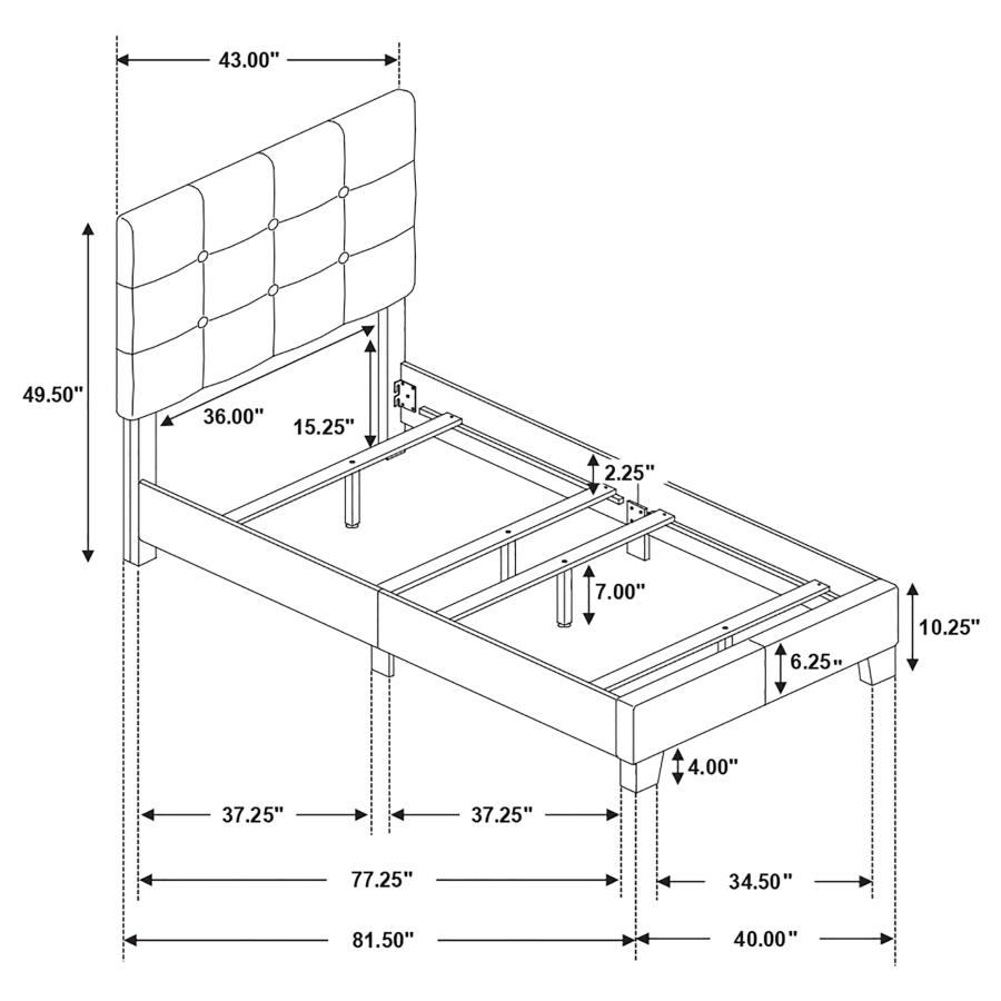 (image for) Mapes Upholstered Twin Panel Bed Charcoal