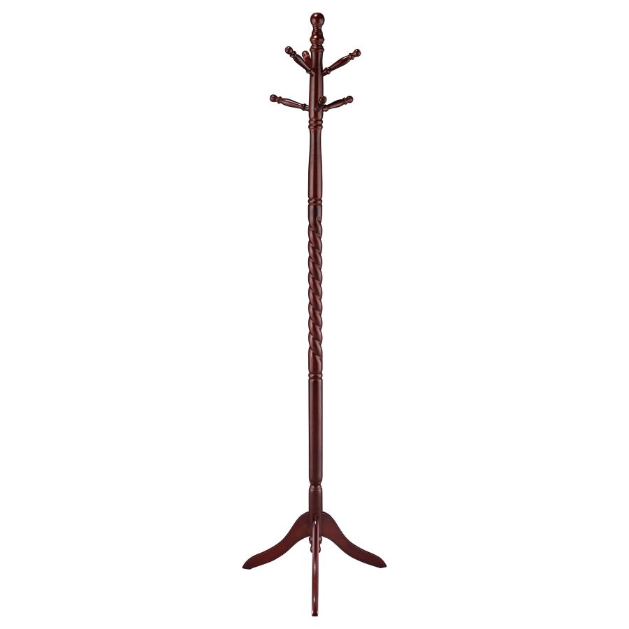 (image for) Riona 6 Hook Freestanding Wood Coat Rack Hat Hanger Merlot - Click Image to Close