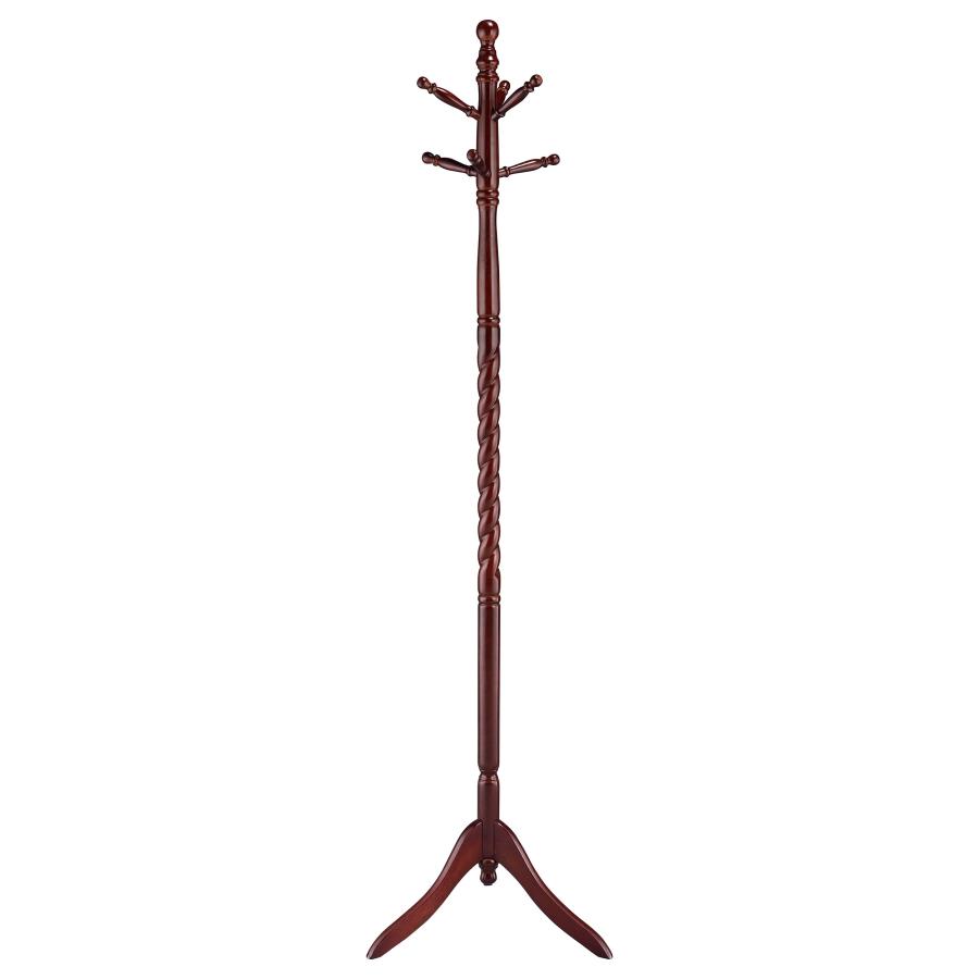 (image for) Riona 6 Hook Freestanding Wood Coat Rack Hat Hanger Merlot