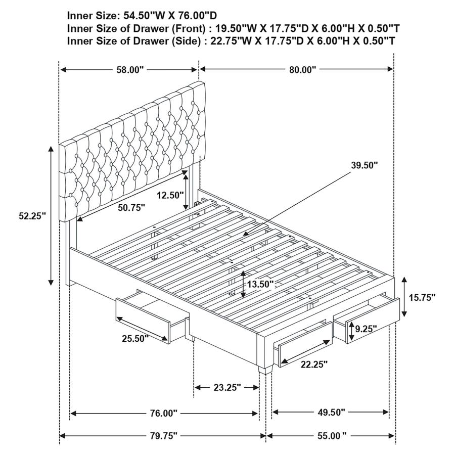 (image for) Soledad Upholstered Full Storage Panel Bed Grey