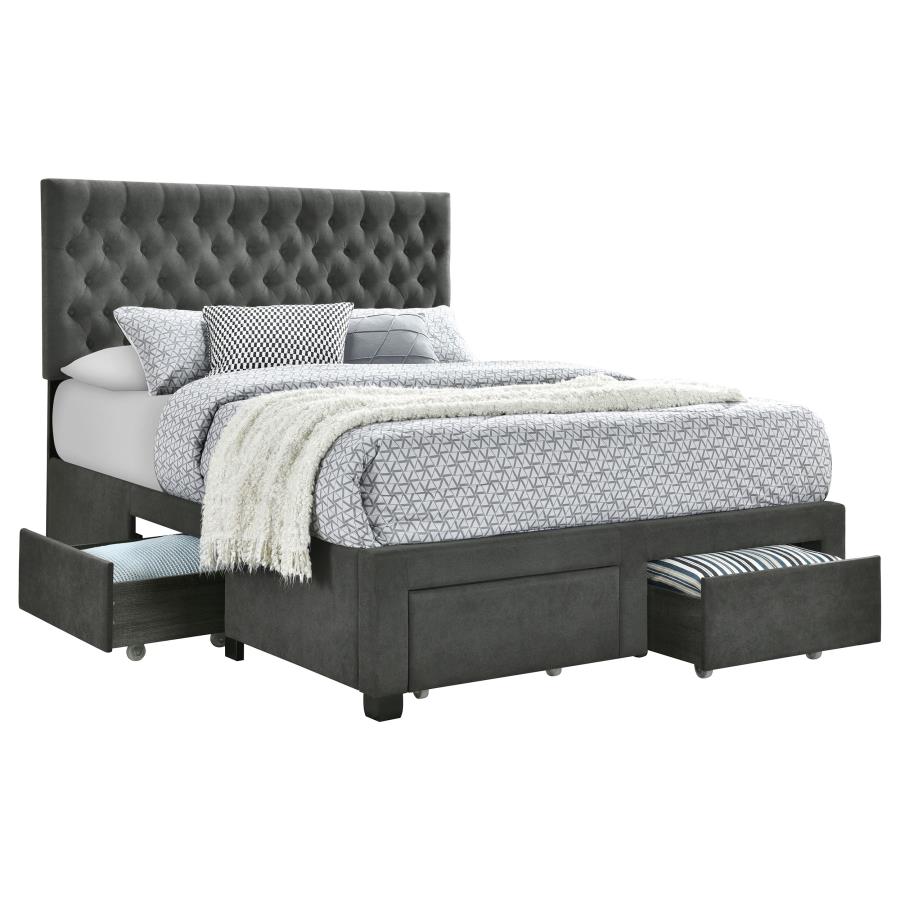 (image for) Soledad Upholstered Queen Storage Panel Bed Grey