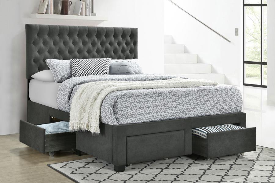 (image for) Soledad Upholstered Queen Storage Panel Bed Grey