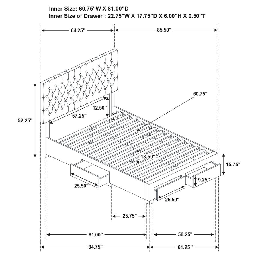 (image for) Soledad Upholstered Queen Storage Panel Bed Grey