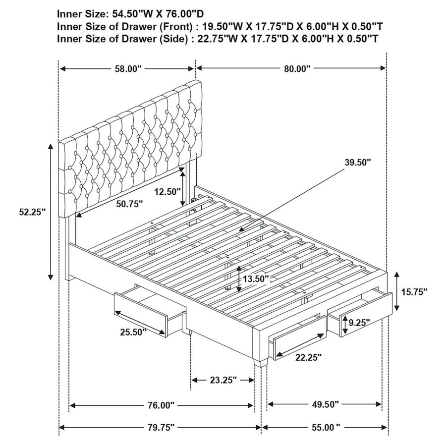 (image for) Soledad Upholstered Full Storage Panel Bed Light Grey