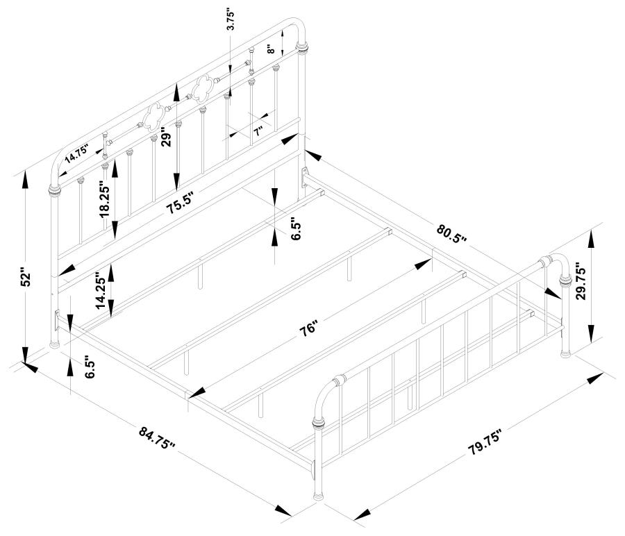 (image for) Packlan Metal Eastern King Open Frame Bed Matte Black