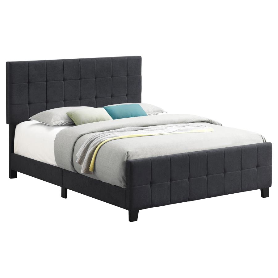 (image for) Fairfield Upholstered Eastern King Panel Bed Dark Grey