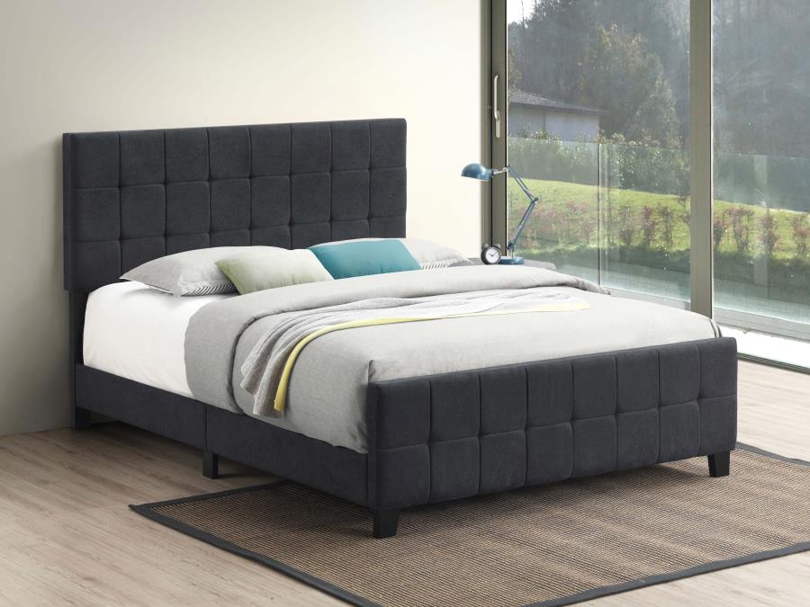 (image for) Fairfield Upholstered Queen Panel Bed Dark Grey