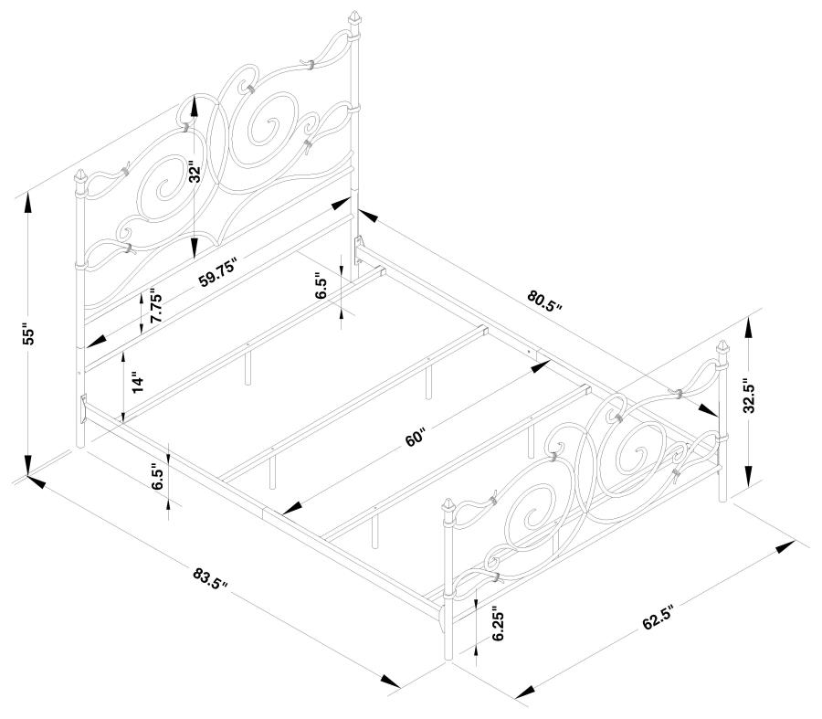 (image for) Parleys Metal Queen Open Frame Bed Dark Bronze