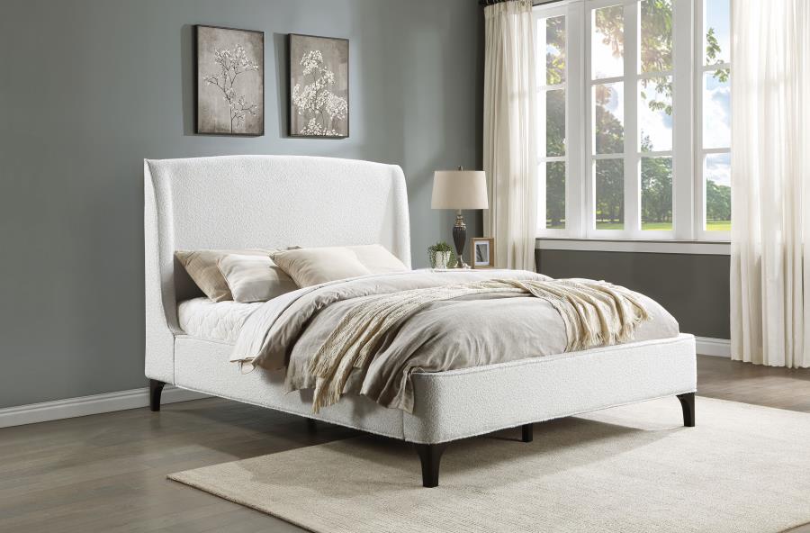 (image for) Mosby Upholstered Eastern King Wingback Bed Snow