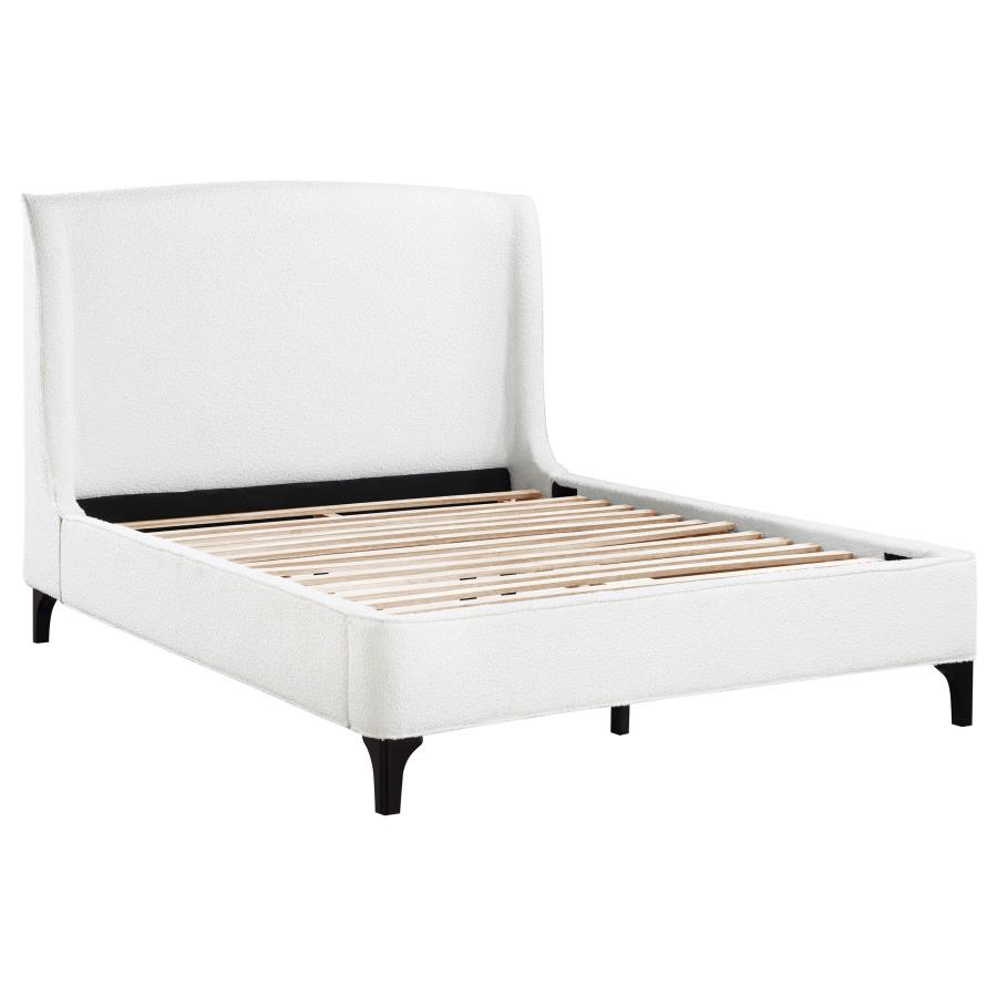 (image for) Mosby Upholstered Queen Wingback Bed Snow - Click Image to Close