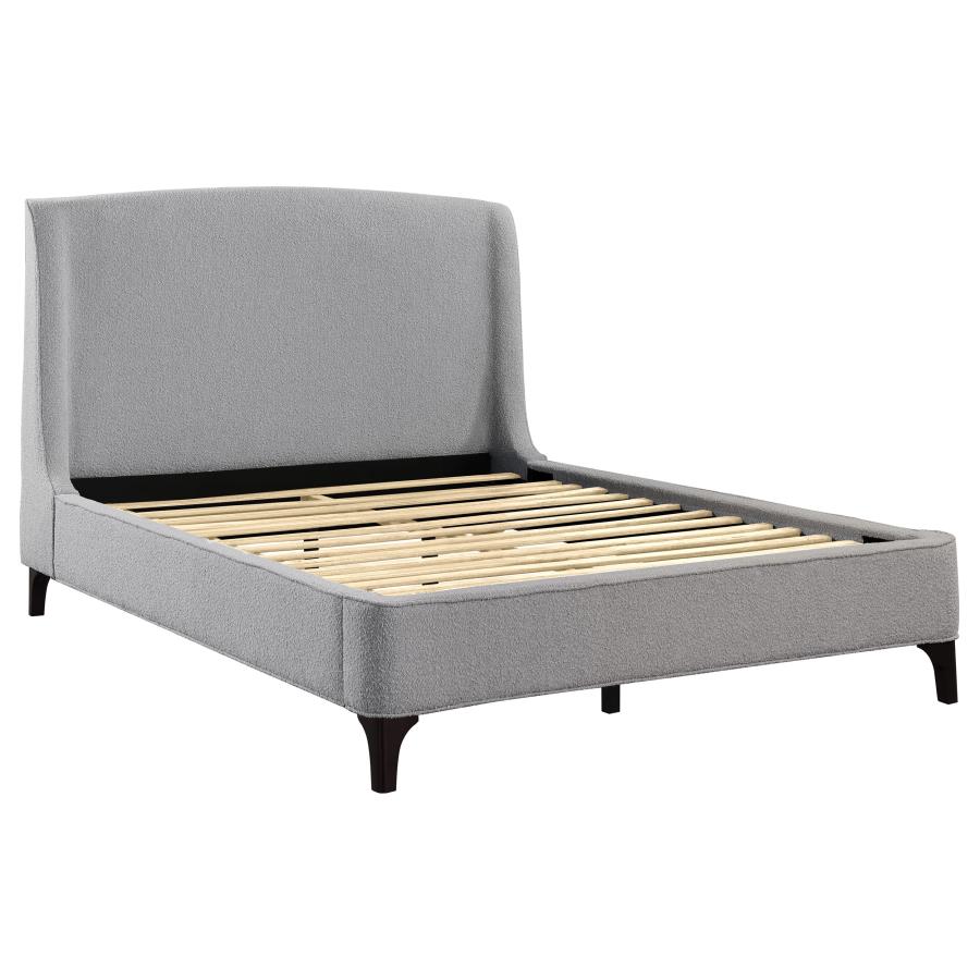 (image for) Mosby Upholstered Eastern King Wingback Bed Grey - Click Image to Close