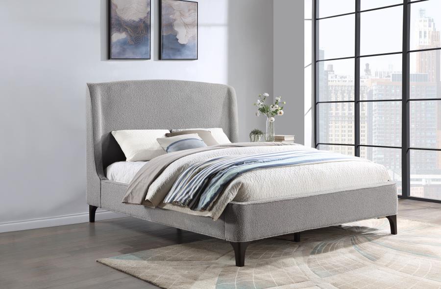 (image for) Mosby Upholstered Eastern King Wingback Bed Grey