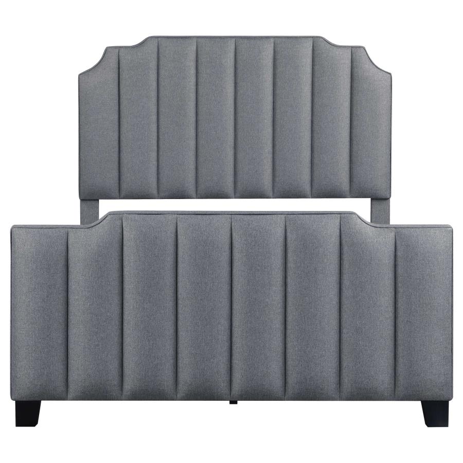 (image for) Fiona Upholstered Queen Panel Bed Light Grey