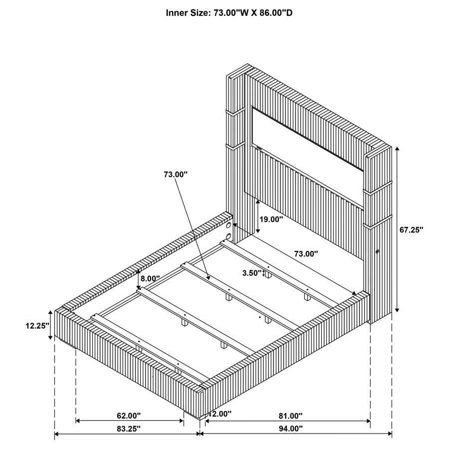 (image for) Tisdall 67-inch Upholstered Cal King Fireplace Bed Grey