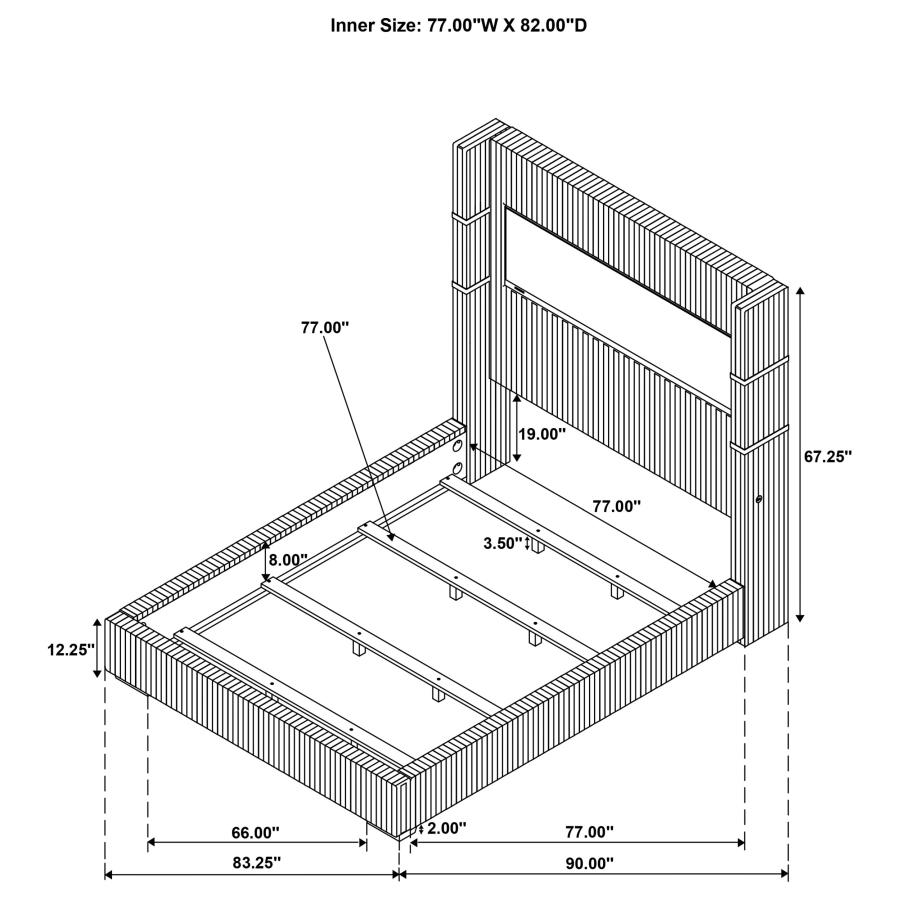 (image for) Tisdall 67-inch Upholstered Eastern King Fireplace Bed Black