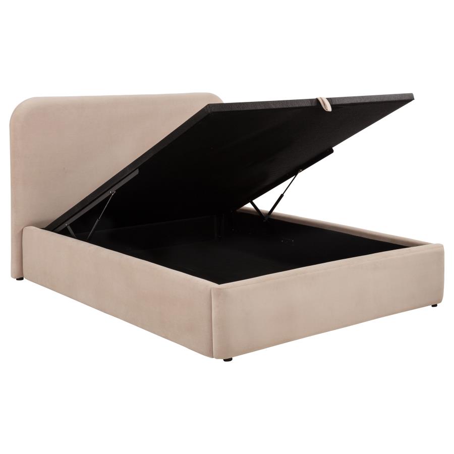 (image for) Anders Upholstered Queen Storage Lift Platform Bed Beige