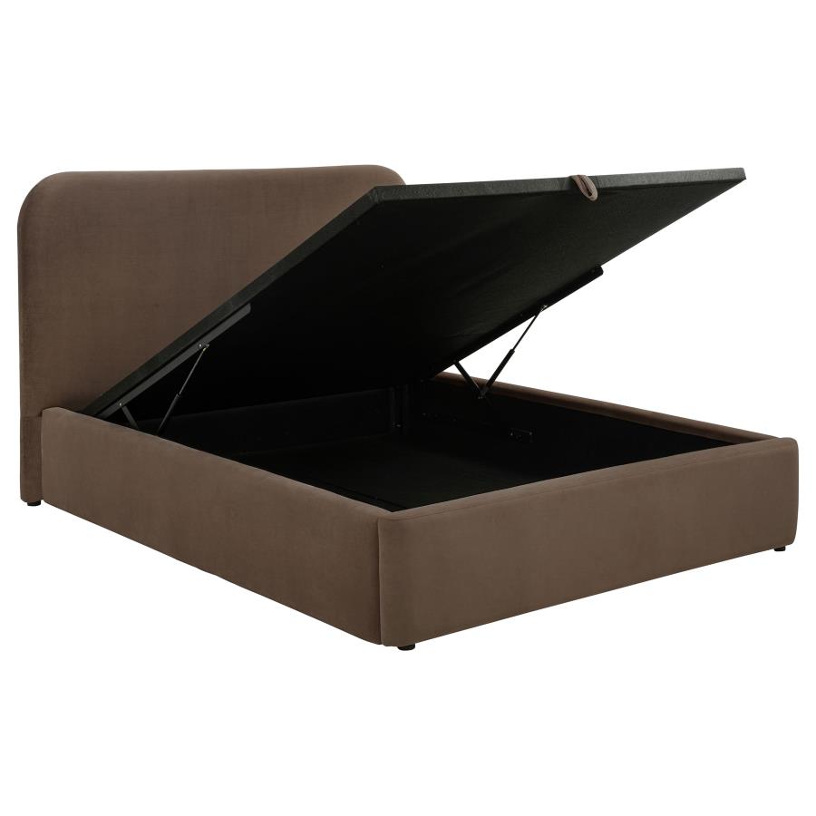 (image for) Anders Upholstered Queen Storage Lift Platform Bed Chocolate