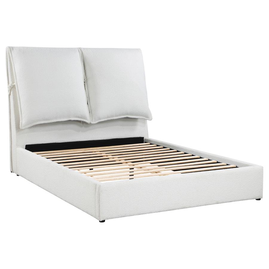 (image for) Gwendoline Upholstered Eastern King Panel Bed White - Click Image to Close